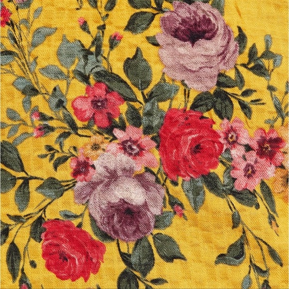 EUC TORRID PLUS SIZE 4 yellow floral v neck tunic crinkle blouse top smocked - Picture 6 of 9